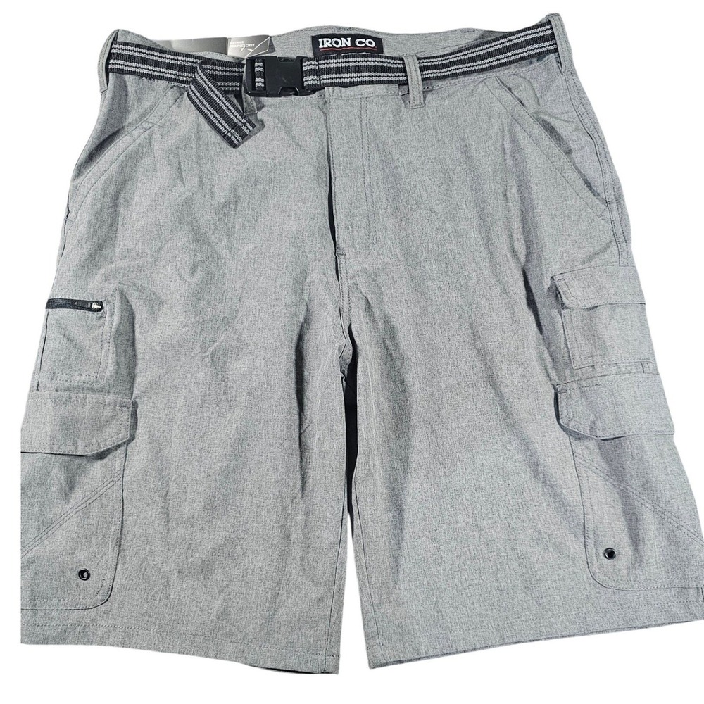Iron Co Hybrid Cargo Shorts Mens 36 Heather Grey I427802S Hiking Utility Belted